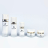 Custom Logo White Glass Bottle Cosmetic Lotion Bottle Set Luxury Jar Face Cream Glass Pump Bottle Skincare Packaging