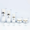 Custom Logo White Glass Bottle Cosmetic Lotion Bottle Set Luxury Jar Face Cream Glass Pump Bottle Skincare Packaging